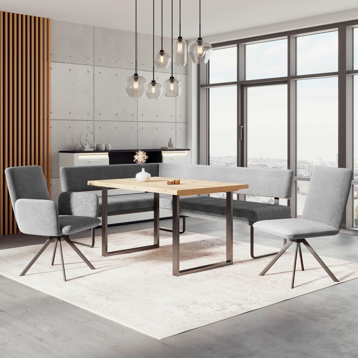 Eckbank Kian Webstoff Grau,  S:164x233 Cm - Schwarz/Grau, Trend, Textil/Metall (164/233cm)