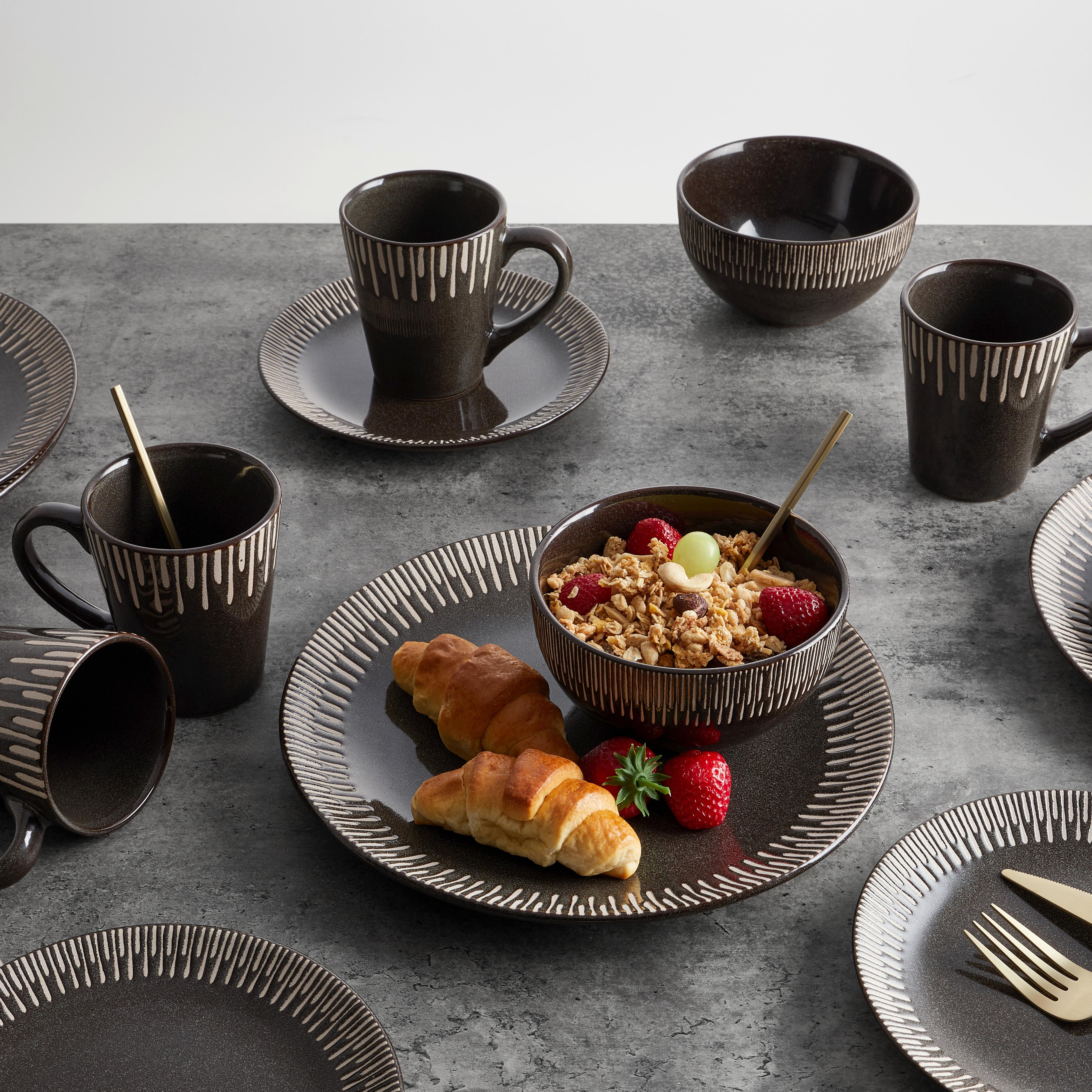 Kombinovaný servis ELROY, 16-dielna pre 4 osoby - sivá, Modern, keramika (35/22.5/31cm) - Modern Living