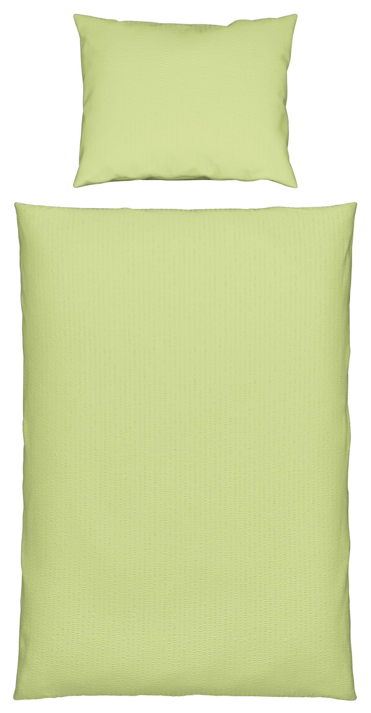 Seersucker Bettwäsche 140x200 cm Milena Baumwolle Grün - Grün, KONVENTIONELL, Textil (140/200cm) - Luca Bessoni