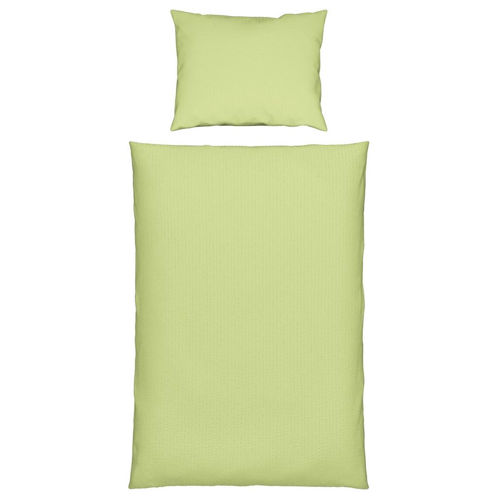 Seersucker Bettwäsche 140x200 cm Milena Baumwolle Grün