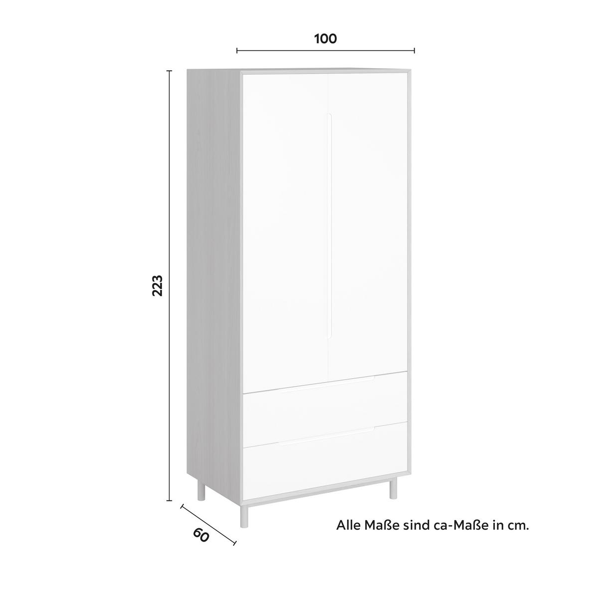 Šatníková skriňa MARLO š. cca 100 cm, dekor biela/dub - biela/farba duba, Modern, drevo/kompozitné drevo (100/223/60cm) - Bessagi Home