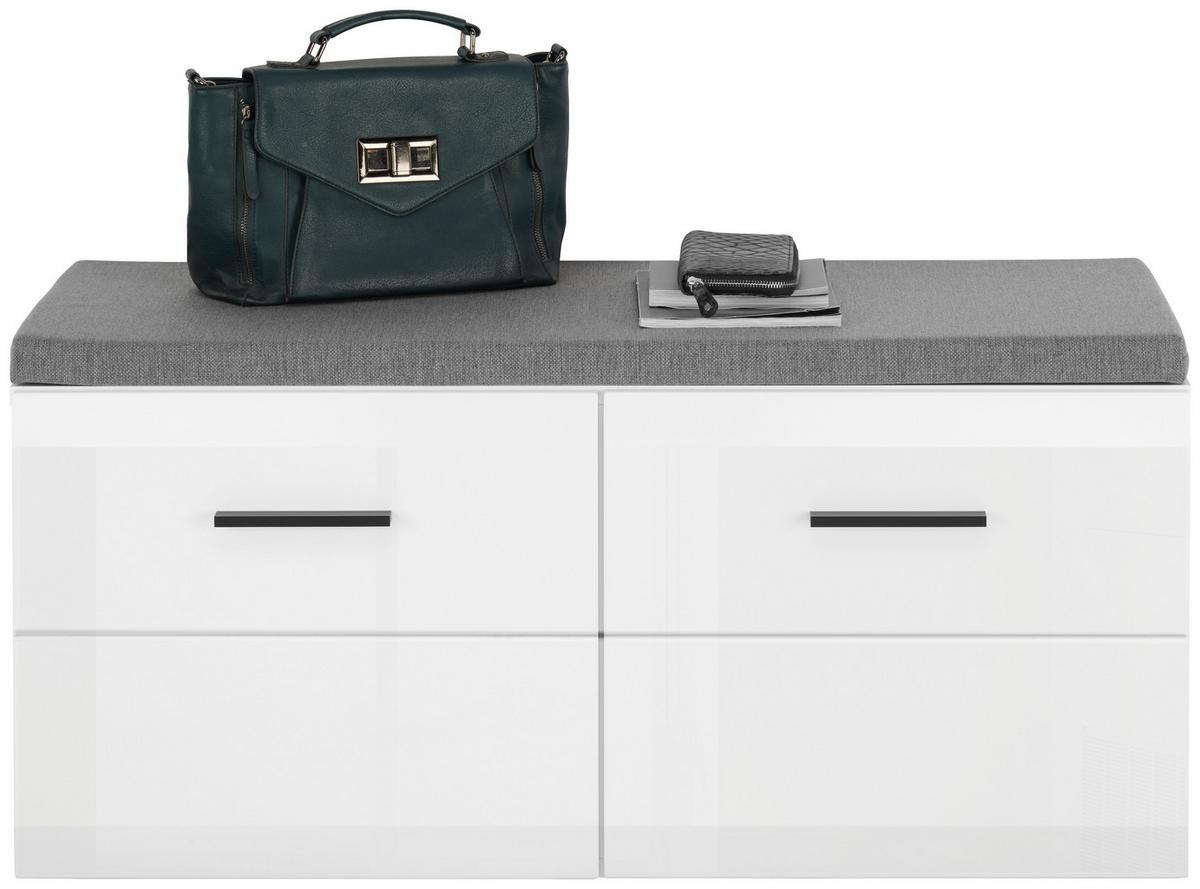 Garderobenbank Avanti Weiß/Anthrazit B: 100cm - Weiß Hochglanz/Anthrazit, Basics, Holzwerkstoff (100/47/41,6cm) - Hom`in