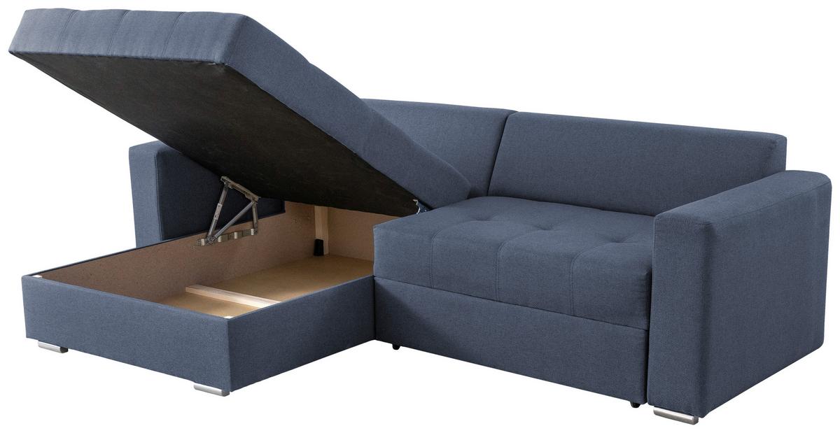 Ecksofa Flavio Blau S: 165x265cm - Blau/Silberfarben, Design, Textil (165/265cm) - MID.YOU