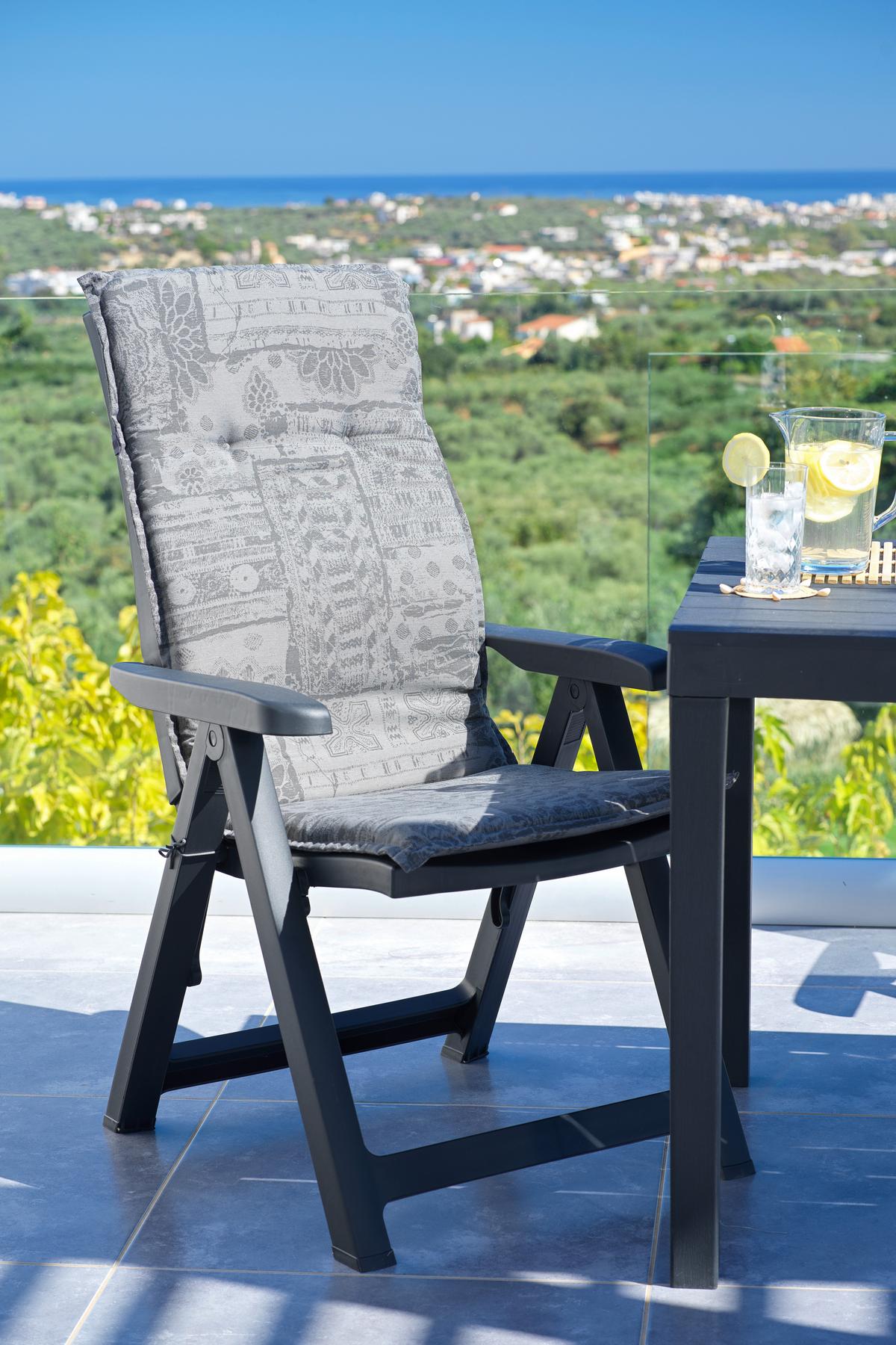 Hochlehnerauflage Genf 120x48 cm Grau - Grau, Basics, Textil (120/48/5cm) - Beo