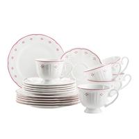 Kaffeeservice Lova Keramik, Rot/Weiß, 18-teilig - Rot/Weiß, Basics, Keramik - Mäser