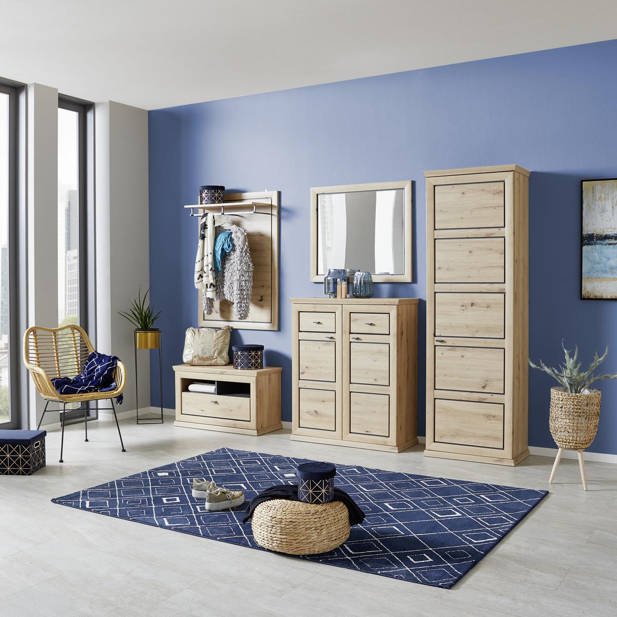Garderobenbank Harvey B: 85,2 cm Lade + Fächer, Eiche Dekor - Eichefarben/Anthrazit, LIFESTYLE, Holzwerkstoff (85,2/50,5/38,5cm)