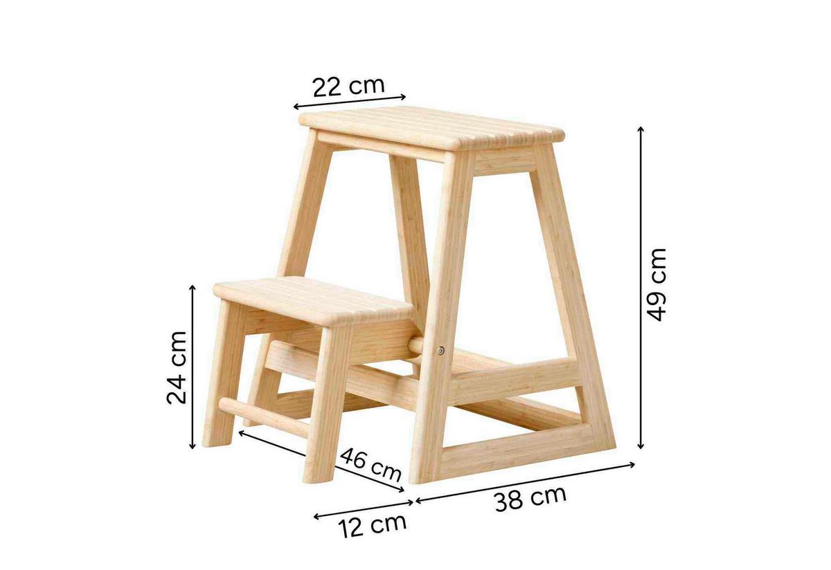 Tritthocker Skala, hellbraun 45,5x49x39 cm - Hellbraun, Natur, Holz (45,5/49/39cm) - Gardenson