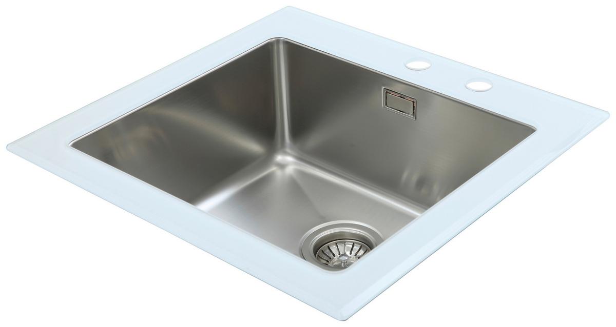 Spüle Respekta Edelstahl/glas Bxt: 55x53 Cm - Weiß, Trend, Glas/Metall (55/21/53cm) - Respekta