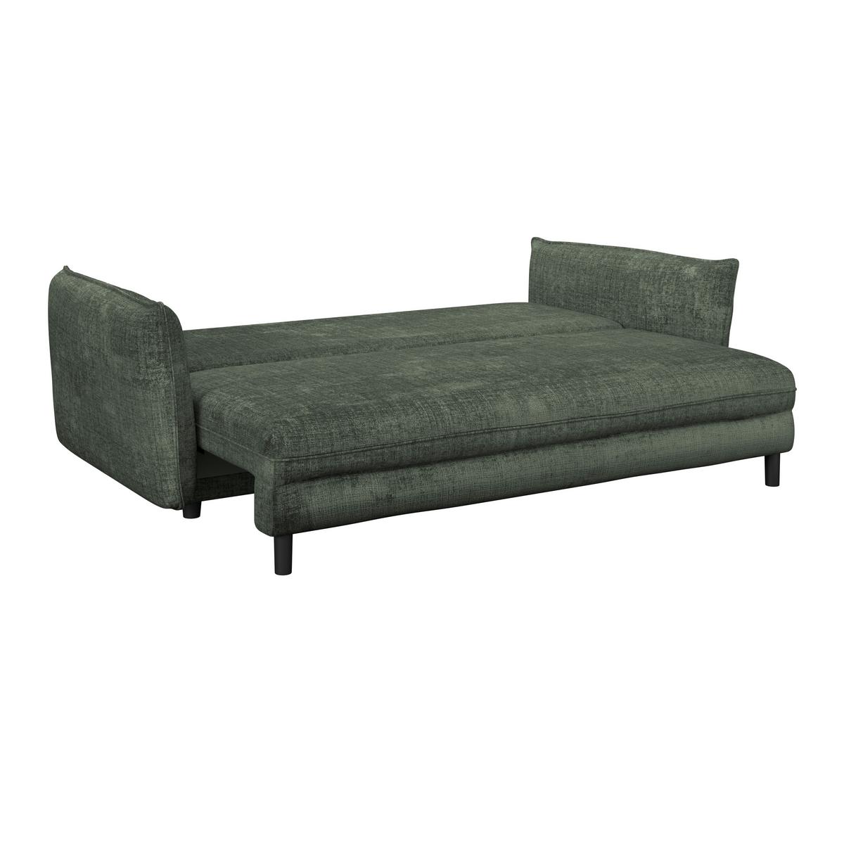 3-Sitzer-Sofa Mit Schlaffunktion Kairo Grün - Schwarz/Grün, ROMANTIK / LANDHAUS, Holz/Kunststoff (230/90/115cm) - James Wood