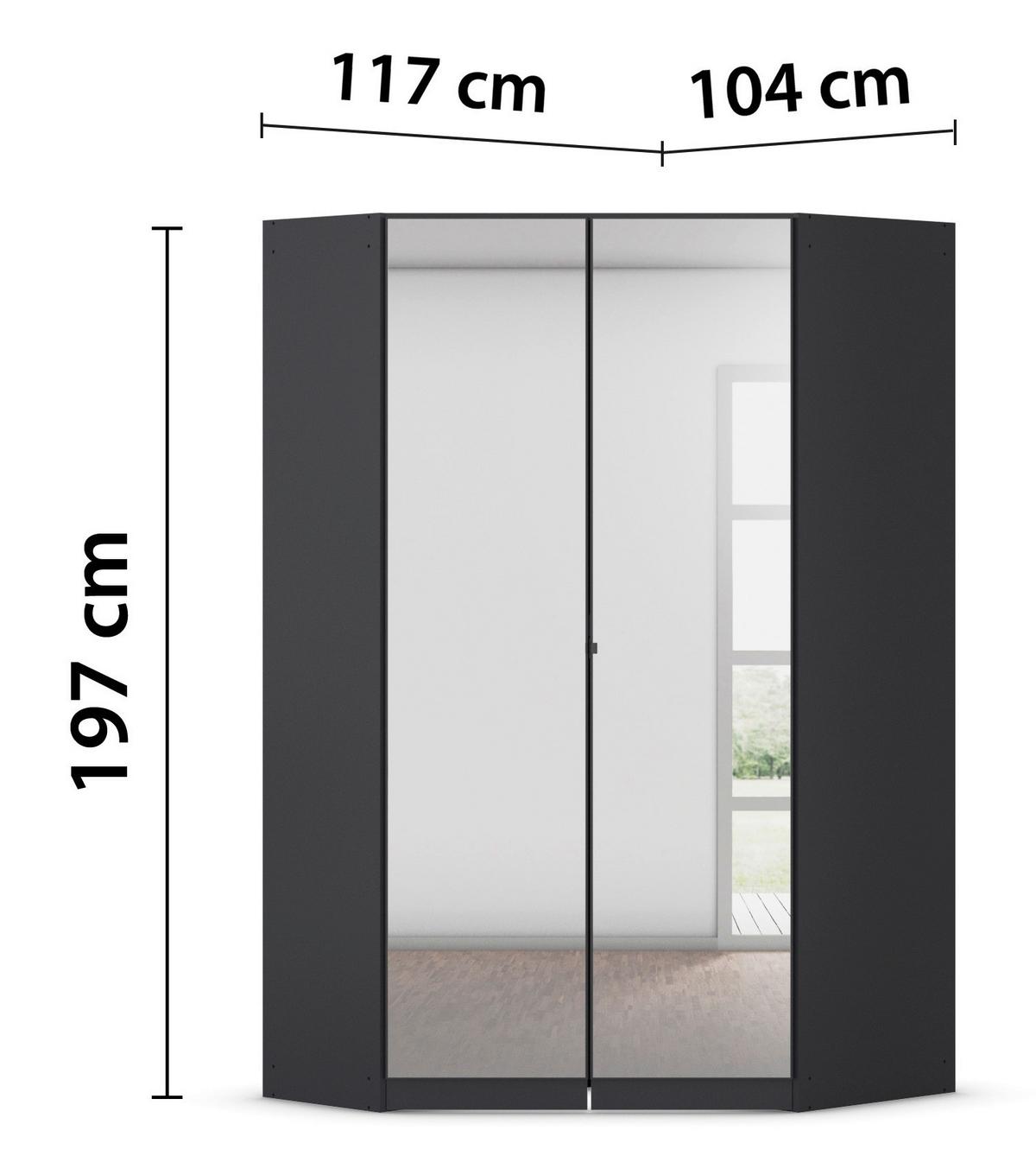 Eckkleiderschrank Costa Grau B: 117 cm - Grau, MODERN, Holzwerkstoff (117/197/104cm) - Rauch Möbel