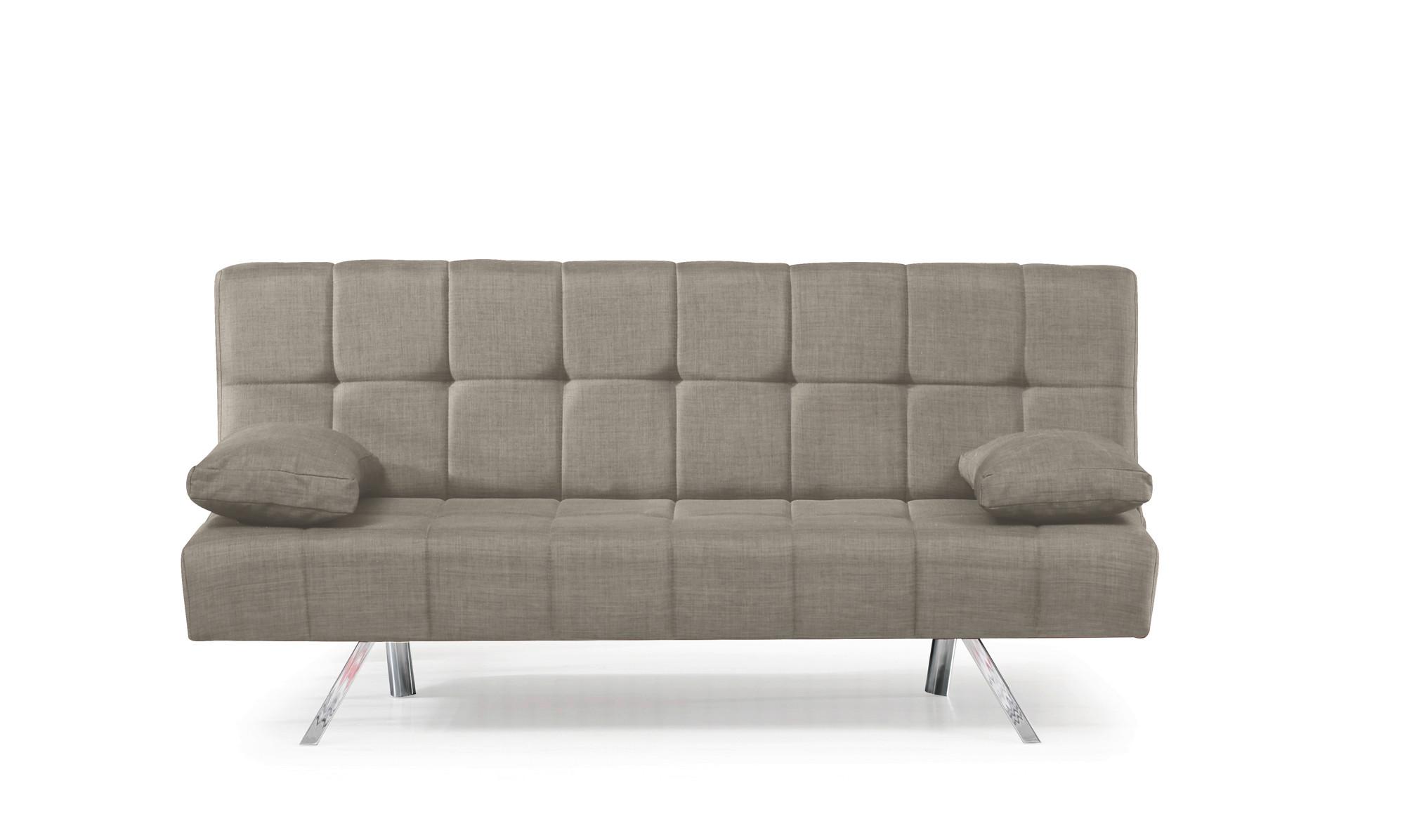 3-Sitzer-Sofa Troy Mit Schlaffunktion Beige - Chromfarben/Beige, Design, Textil/Metall (183/87/82cm) - Livetastic