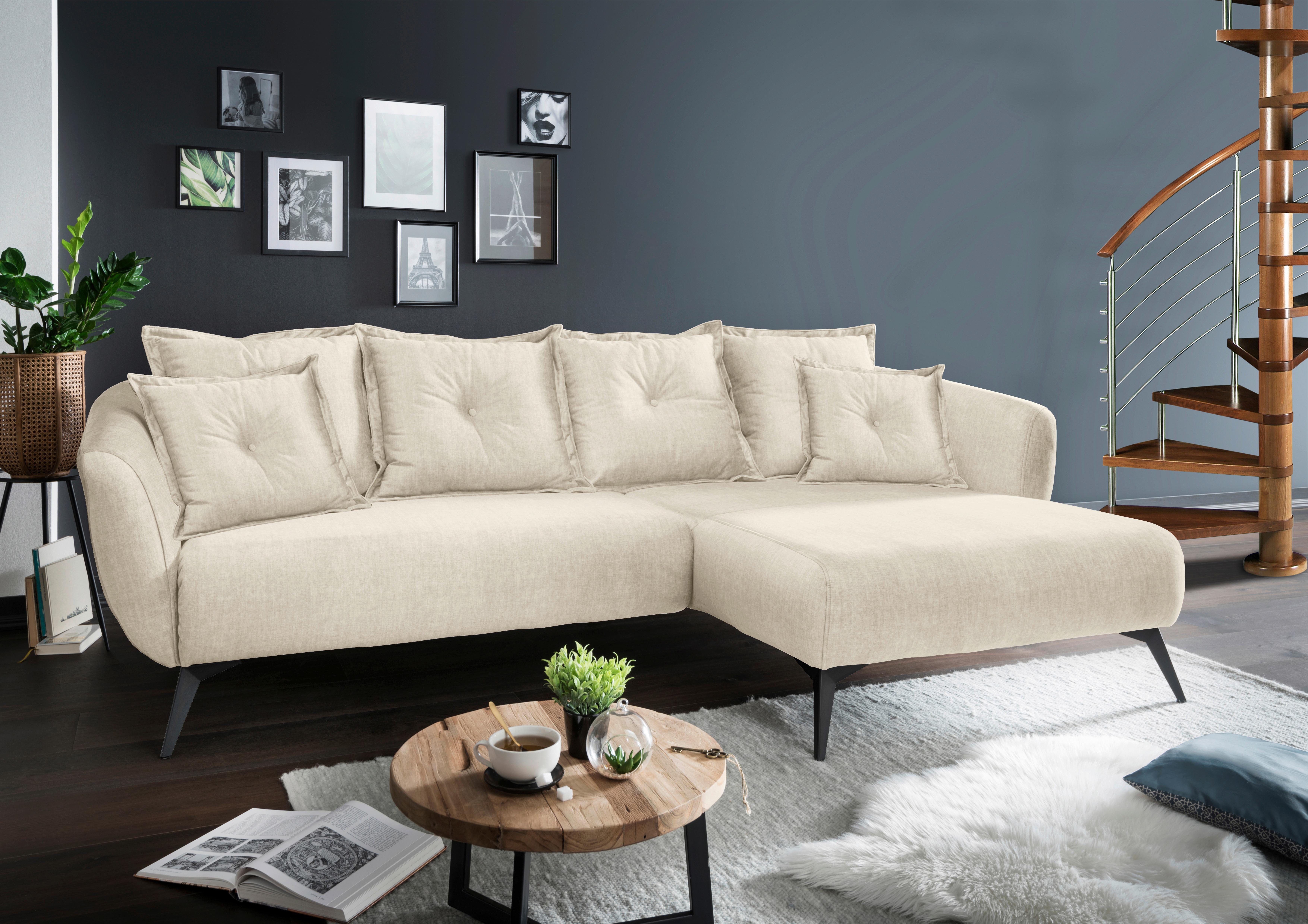 Ecksofa Baggio Beige, Schwarz, S: 277x162 cm - Beige/Schwarz, MODERN, Textil (277/162cm) - Livetastic