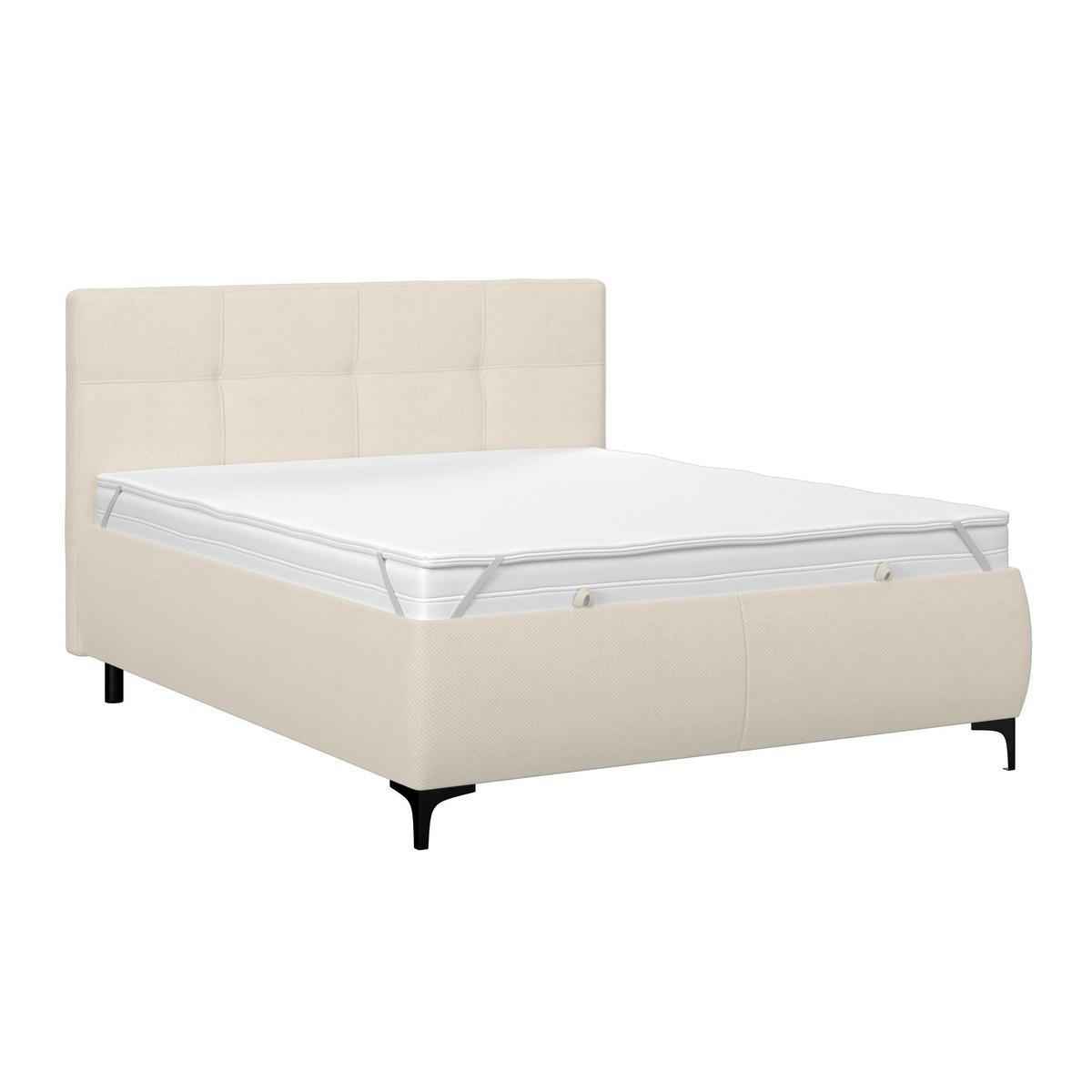Polsterbett Zeni 140 - Beige/Schwarz, KONVENTIONELL, Holz/Textil (140/200cm)