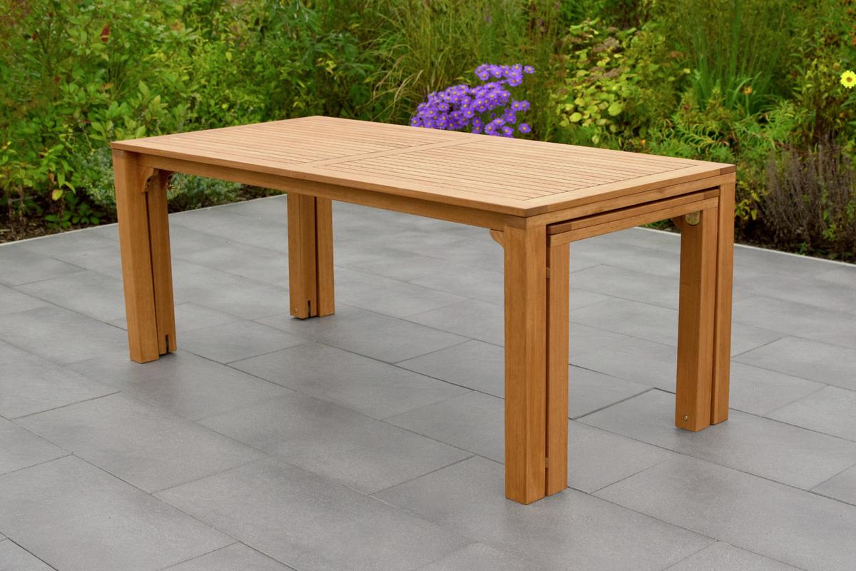 Gartentisch Flex Holz L: 185-370 cm - Braun, KONVENTIONELL, Holz (185/90/76cm) - Gardenson