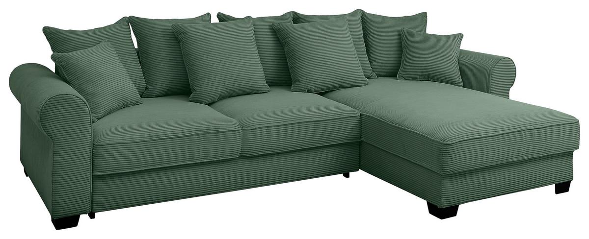 Ecksofa Maureen Dunkelgrün S:318x197cm - Dunkelgrün/Schwarz, KONVENTIONELL, Textil (318/197cm) - MID.YOU
