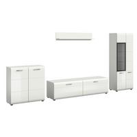 Sideboard Ice Weiß/weiß Hochglanz B: 315 Cm - Weiß Hochglanz/Schwarz, Design, Holzwerkstoff (315/160/41cm) - Livetastic