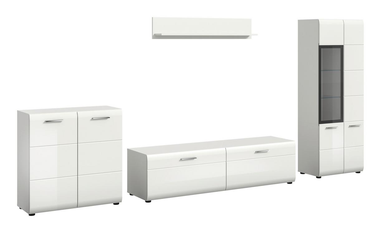 Sideboard Ice Weiß/weiß Hochglanz B: 315 Cm - Weiß Hochglanz/Schwarz, Design, Holzwerkstoff (315/160/41cm) - Livetastic