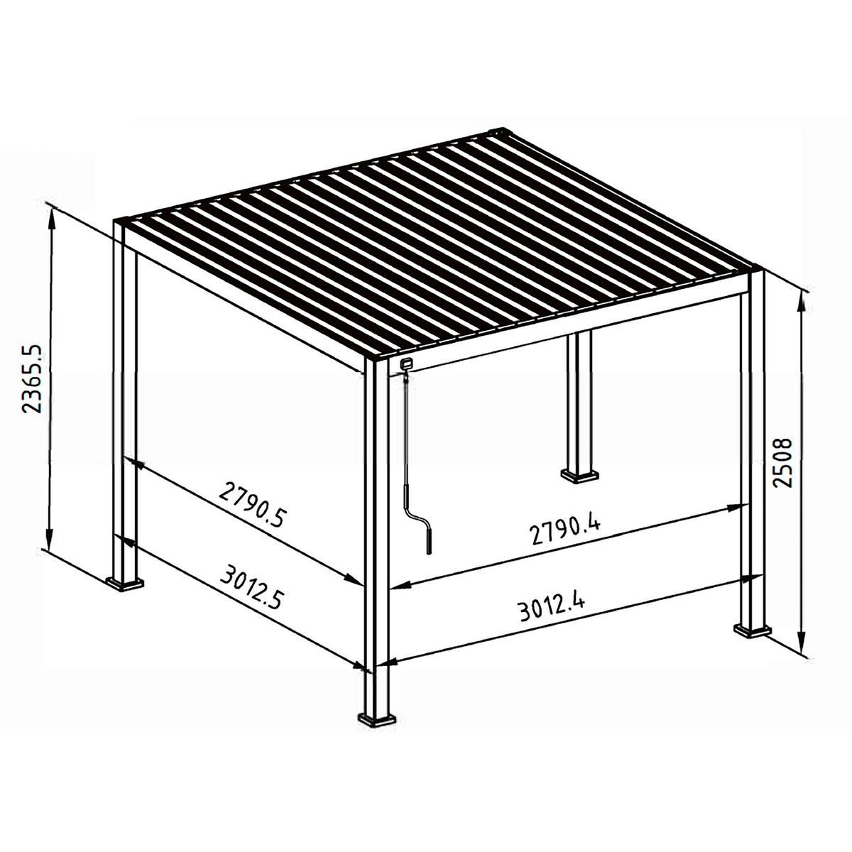 Pergola Deluxe 3x3 M - Grau, LIFESTYLE, Metall (300/250/300cm) - Gardenson