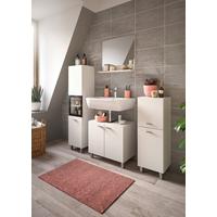 Badezimmer Boston Weiß B: 117 Cm - Silberfarben/Weiß, MODERN, Glas/Holzwerkstoff (117cm) - MID.YOU