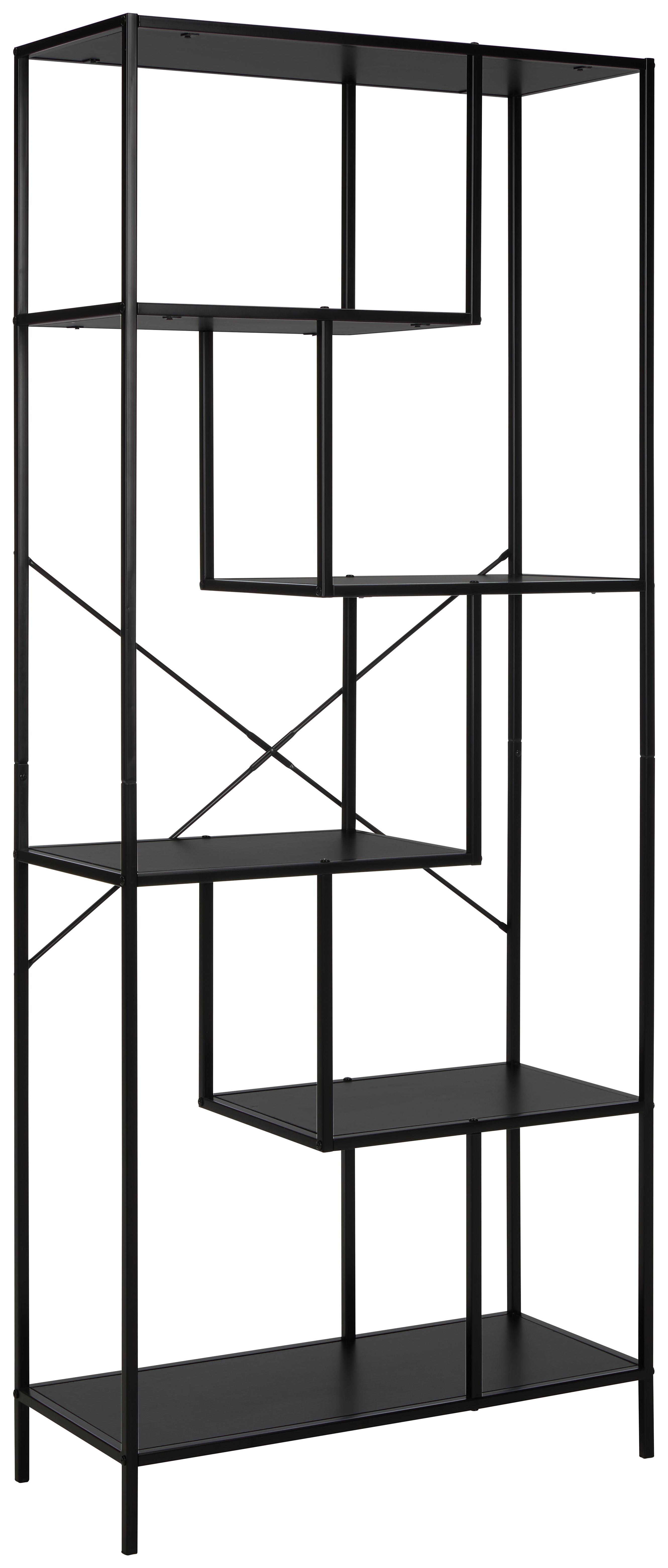 Regál Matea - prírodné farby/čierna, Moderný, kov/kompozitné drevo (77/185/33,2cm) - Modern Living