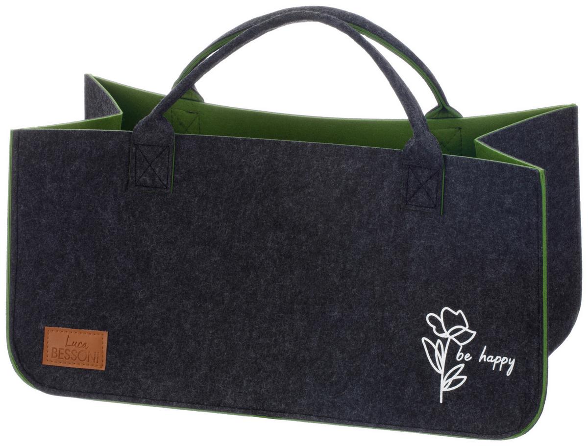 Handtasche Elke - Dunkelgrau/Grasgrün, KONVENTIONELL, Textil (52/25/25cm) - Luca Bessoni