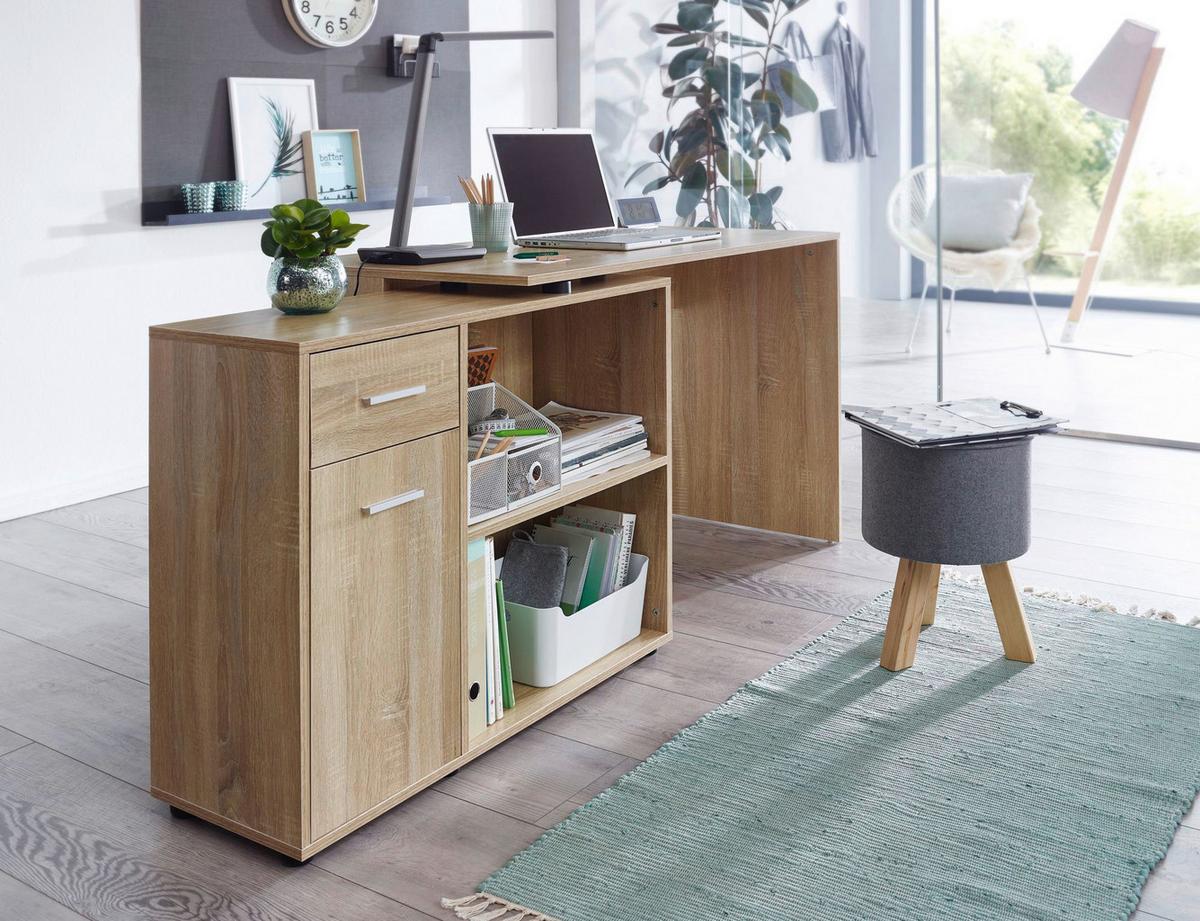 Schreibtischkombination B 120  H 75,5 Wohnling Eiche - Sonoma Eiche, MODERN, Holzwerkstoff (106,5/120/75,5cm) - MID.YOU
