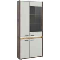 Vitrine Falcona B: 82 cm Nox Oak Dekor Hellgrau Nb - Design, Glas/Holzwerkstoff (82/198/37cm) - MID.YOU