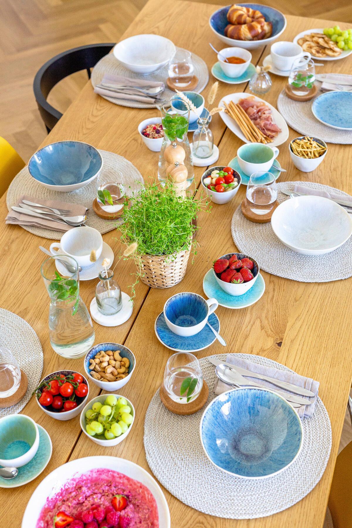 Kaffeeservice Frozen Steinzeug 4 Personen Geschirr Set - Grün, Basics, Keramik (13,5/6,5/10cm) - Mäser