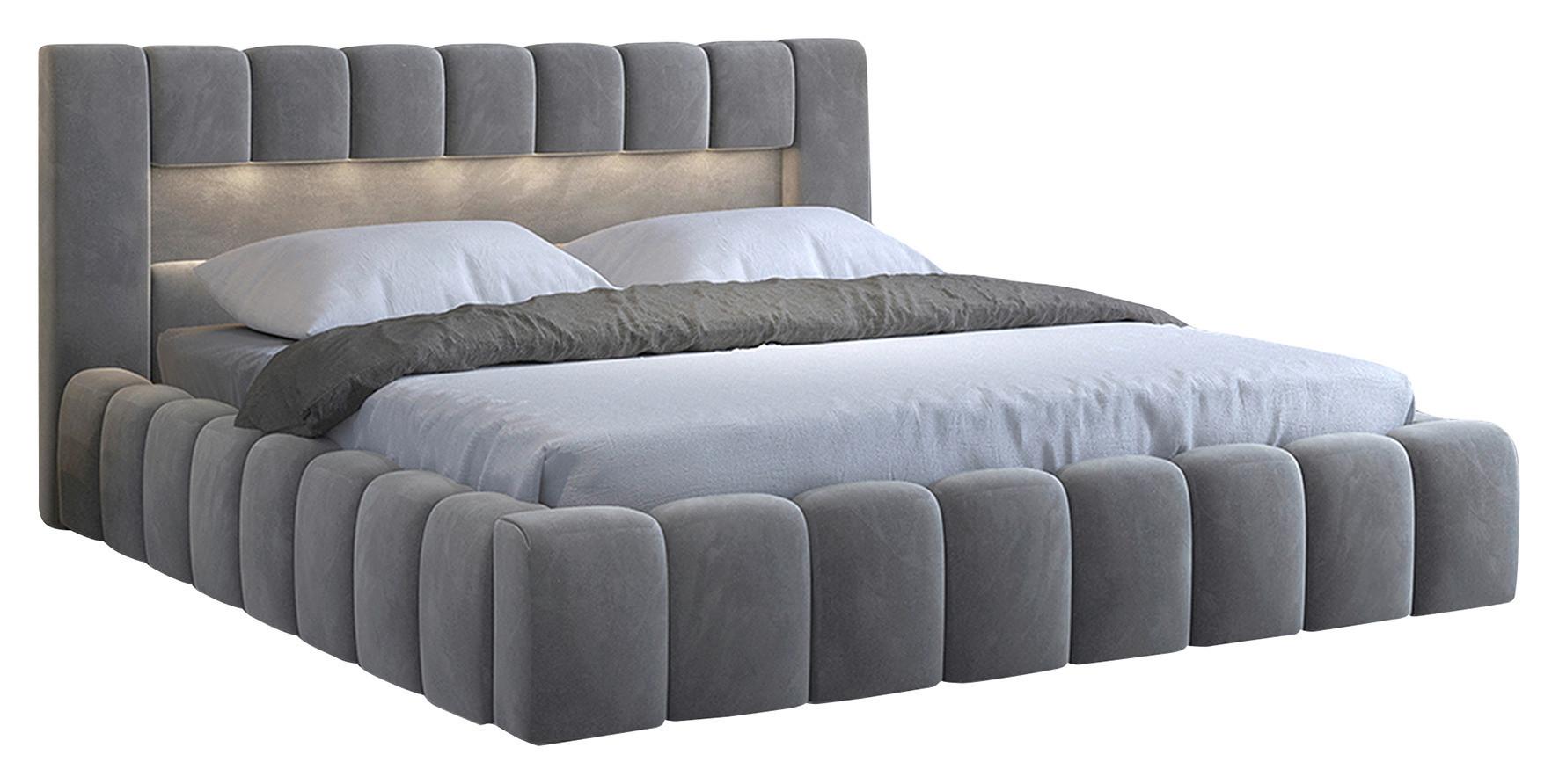 Polsterbett Lamica Grau Lf: 160x200 Cm - Schwarz/Weiß, MODERN, Holz (160/200cm) - MID.YOU