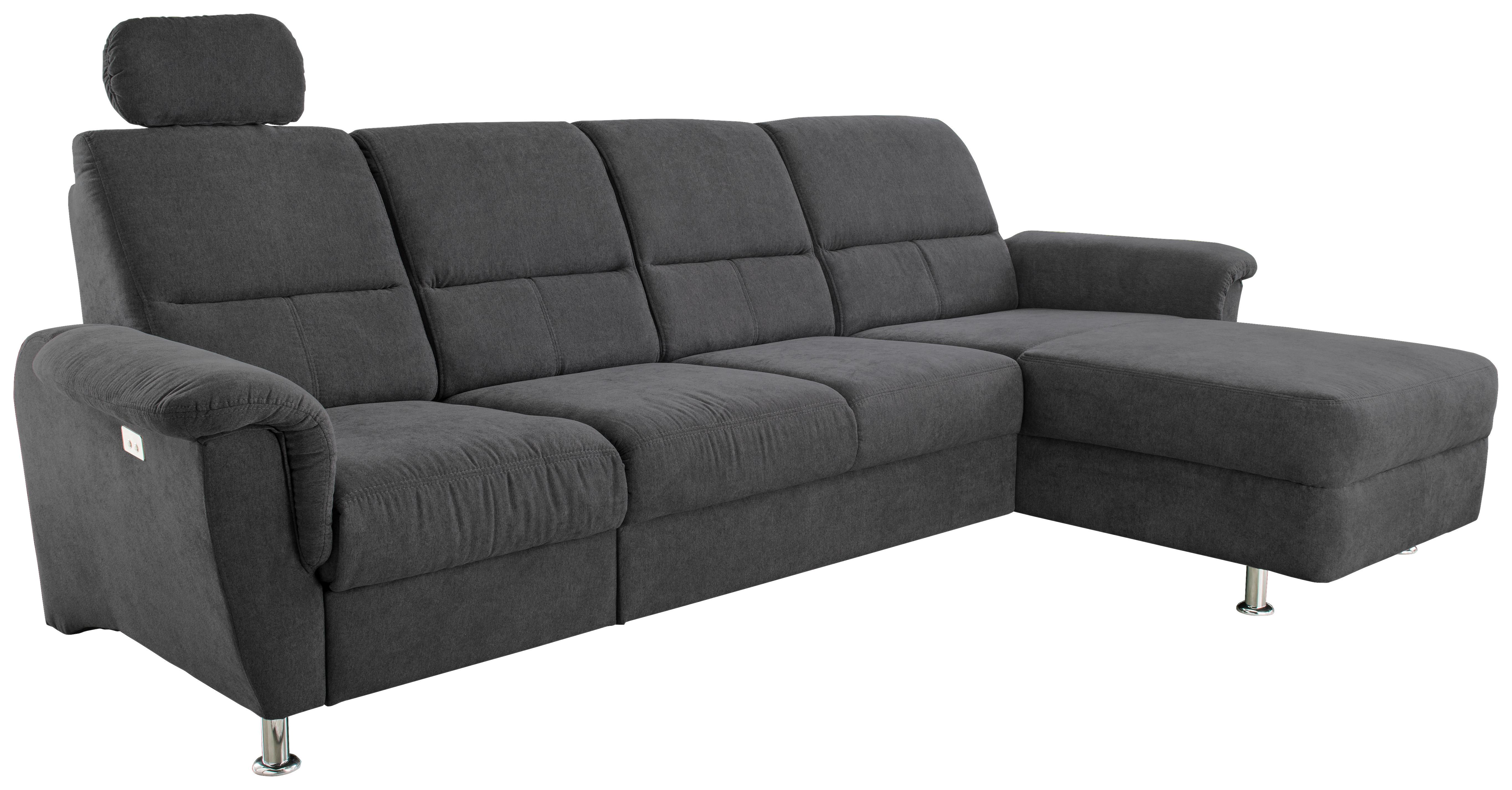 Ecksofa Parole Schwarz S: 292/165 cm - Chromfarben/Schwarz, KONVENTIONELL, Textil (292/165cm) - Livetastic