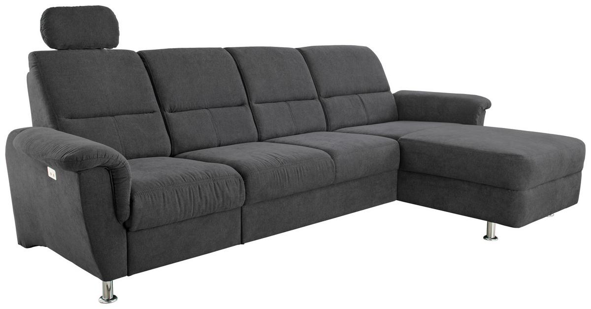 Ecksofa Parole Schwarz S: 292/165 Cm - Chromfarben/Schwarz, KONVENTIONELL, Textil (292/165cm) - Livetastic