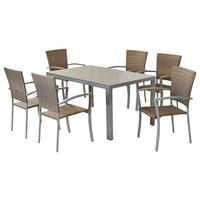 Gartenset Savona - Silberfarben/Naturfarben, MODERN, Kunststoff/Metall - Gardenson