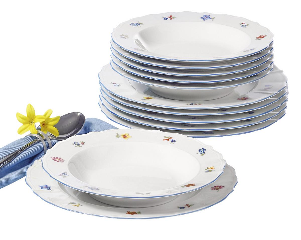 Tafelservice Sonate Porzellan Für 6 Personen, Geschirr Set - Multicolor/Weiß, ROMANTIK / LANDHAUS, Keramik (26/26/15cm) - Seltmann Weiden