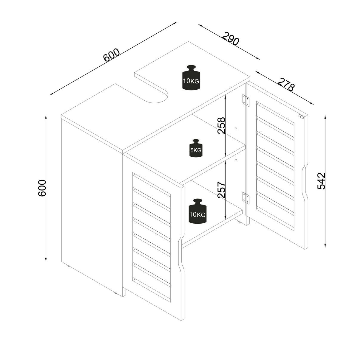 WASCHBECKENUNTERSCHRANK Flonali Weiß/Anthrazit B: 60cm - Anthrazit/Weiß, Trend, Holzwerkstoff (60/60/29cm) - MID.YOU