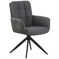 Armlehnstuhl Naim Grau B: 60 cm, 180 ° drehbar - Schwarz/Grau, KONVENTIONELL, Holz/Textil (60/93/66cm) - MID.YOU