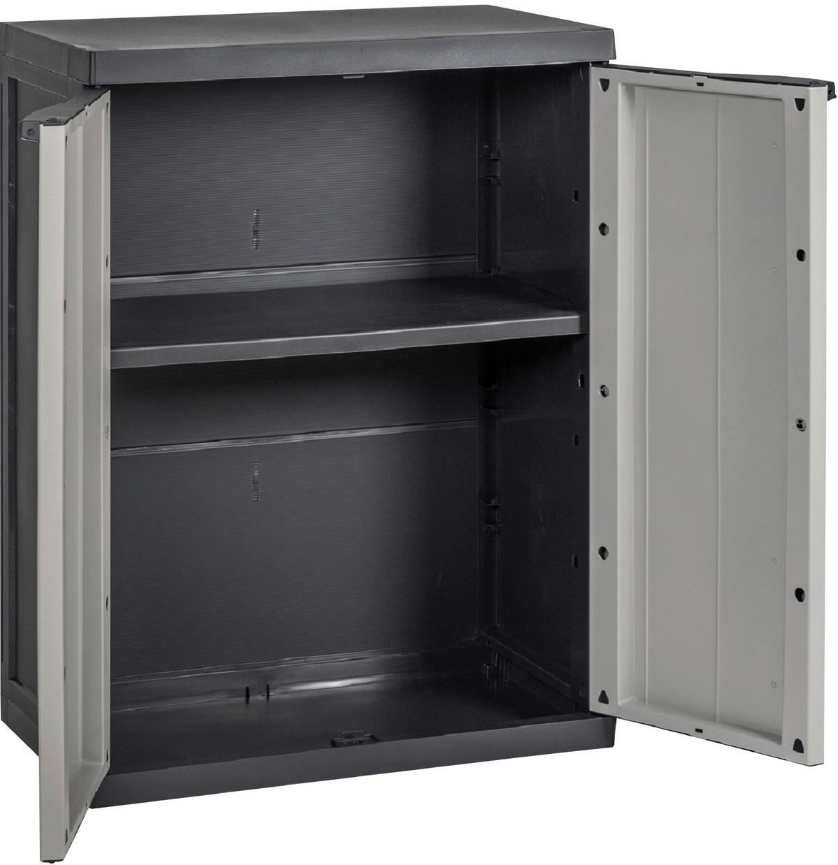 Werkzeugschrank Bio Midi Klein 65x85x37 cm versperrbar - Hellgrau/Schwarz, Basics, Kunststoff (65/85/37cm)