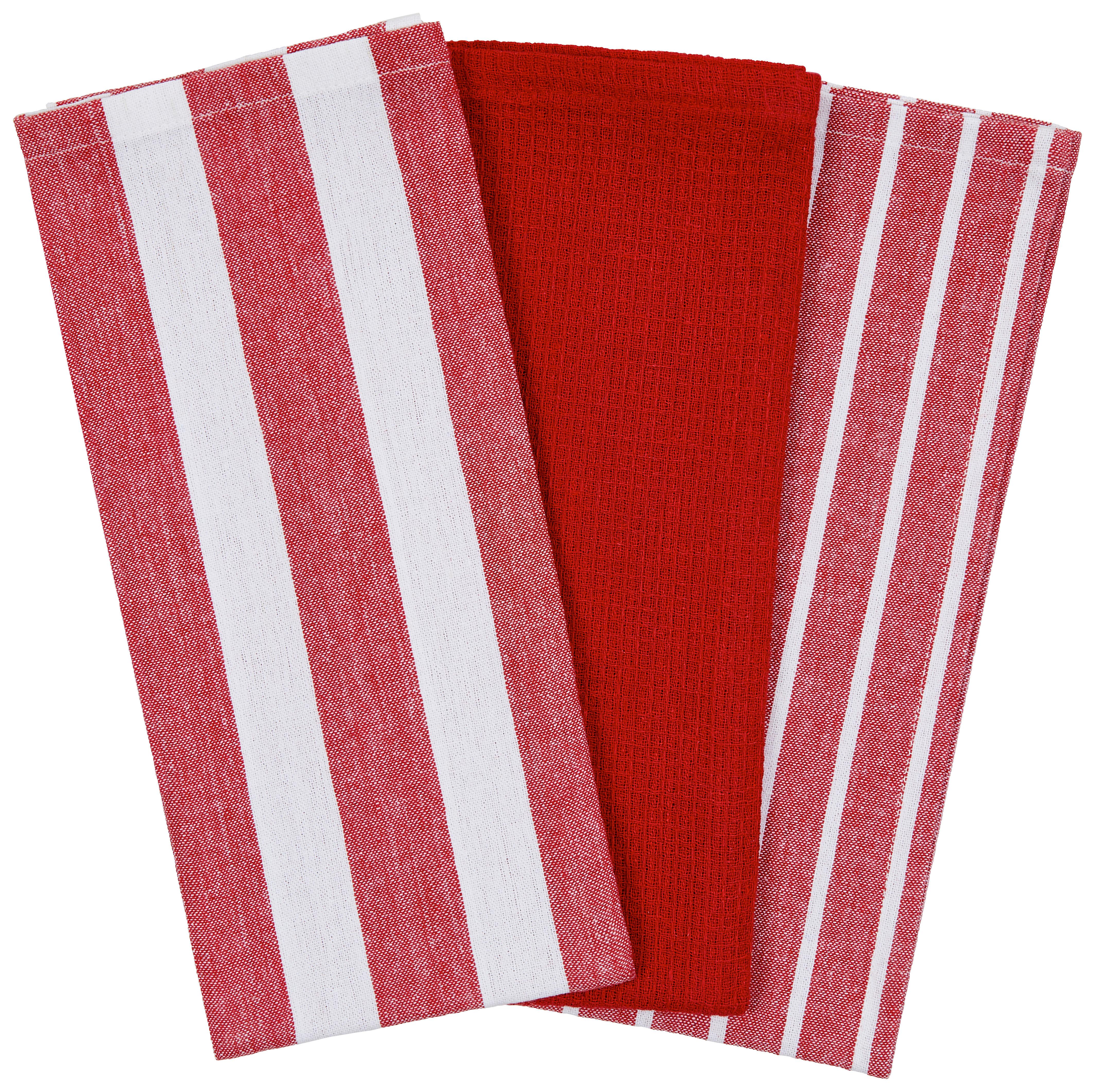 Geschirrtücher Valentina Baumwolle 3er-Set Blau/Weiß - Rot, MODERN, Textil (50/70cm) - Luca Bessoni