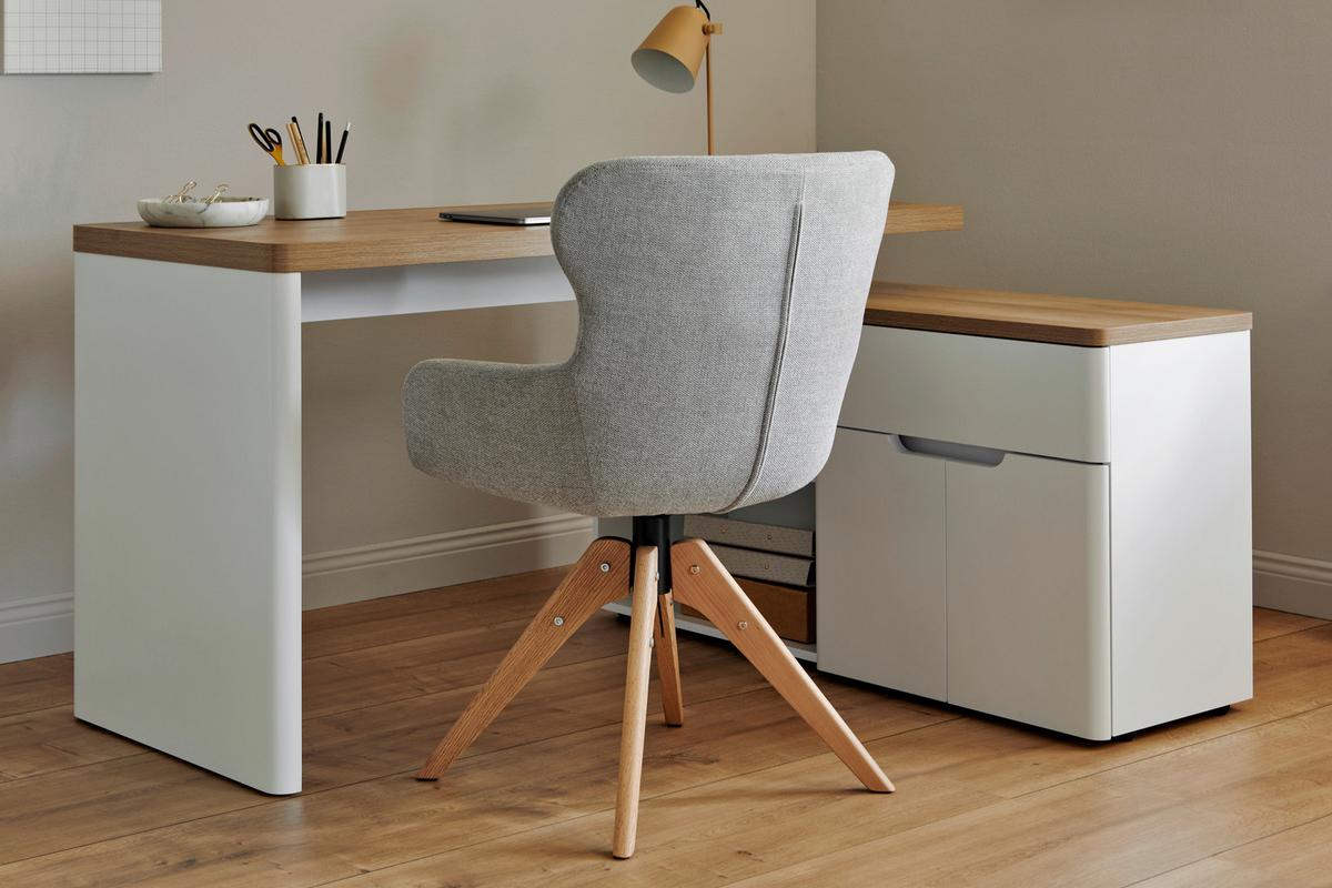 Stuhl Club Hellgrau/eichefarben B: 57 Cm - Eichefarben/Hellgrau, MODERN, Holz/Kunststoff (57/62/91cm) - Livetastic