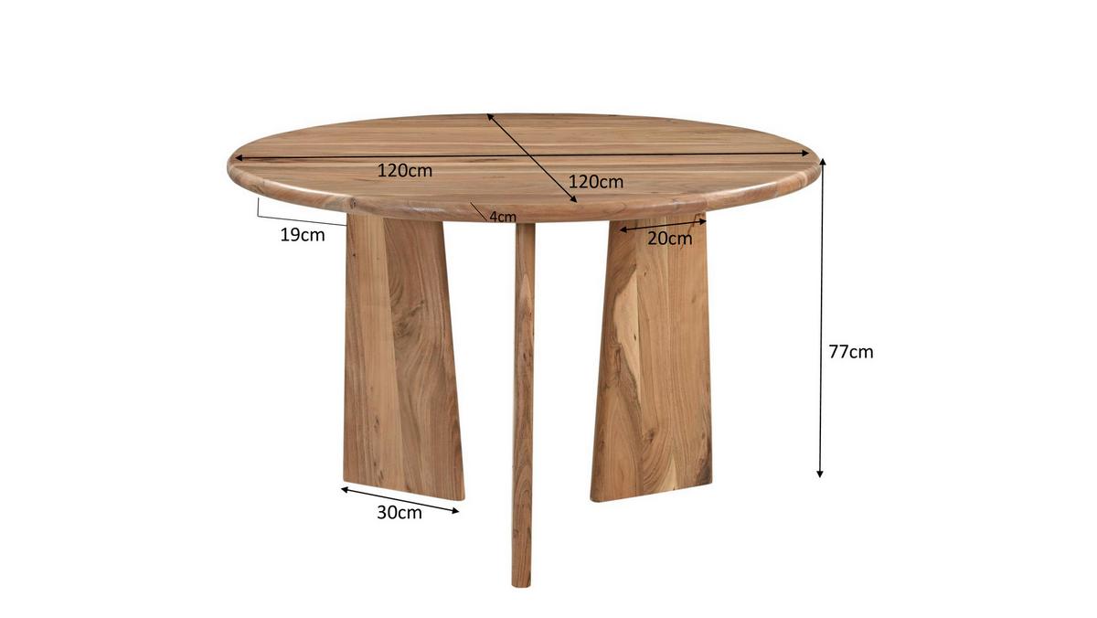 Esstisch Wave Rund Akazie Massiv, B: 120 Cm - Naturfarben, ROMANTIK / LANDHAUS, Holz (120/77/120cm)