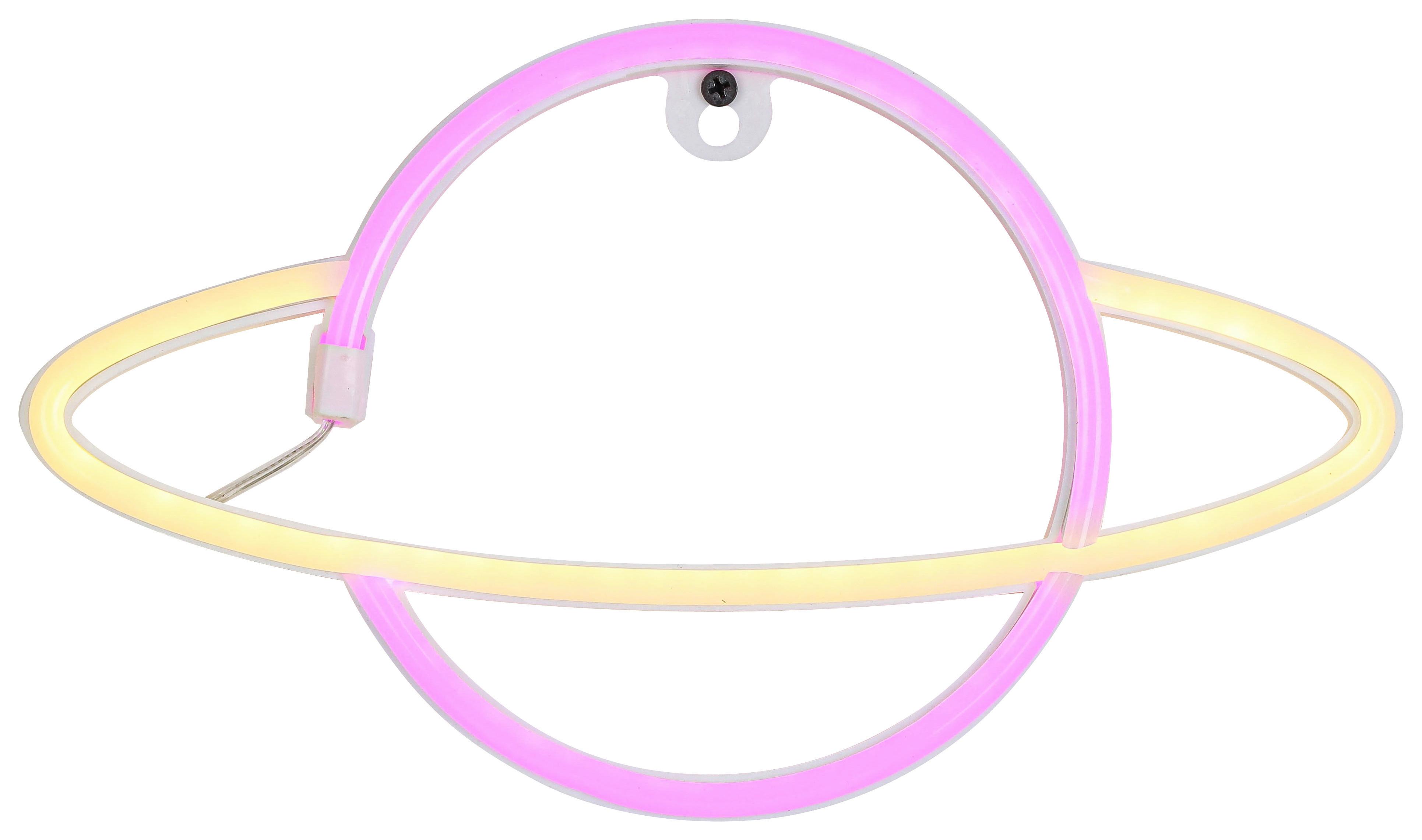 DEKORAČNÉ LED SVIETIDLO PLANETI - biela/ružová, Konventionell, plast (29,3/17,5/1,7cm) - Mömax