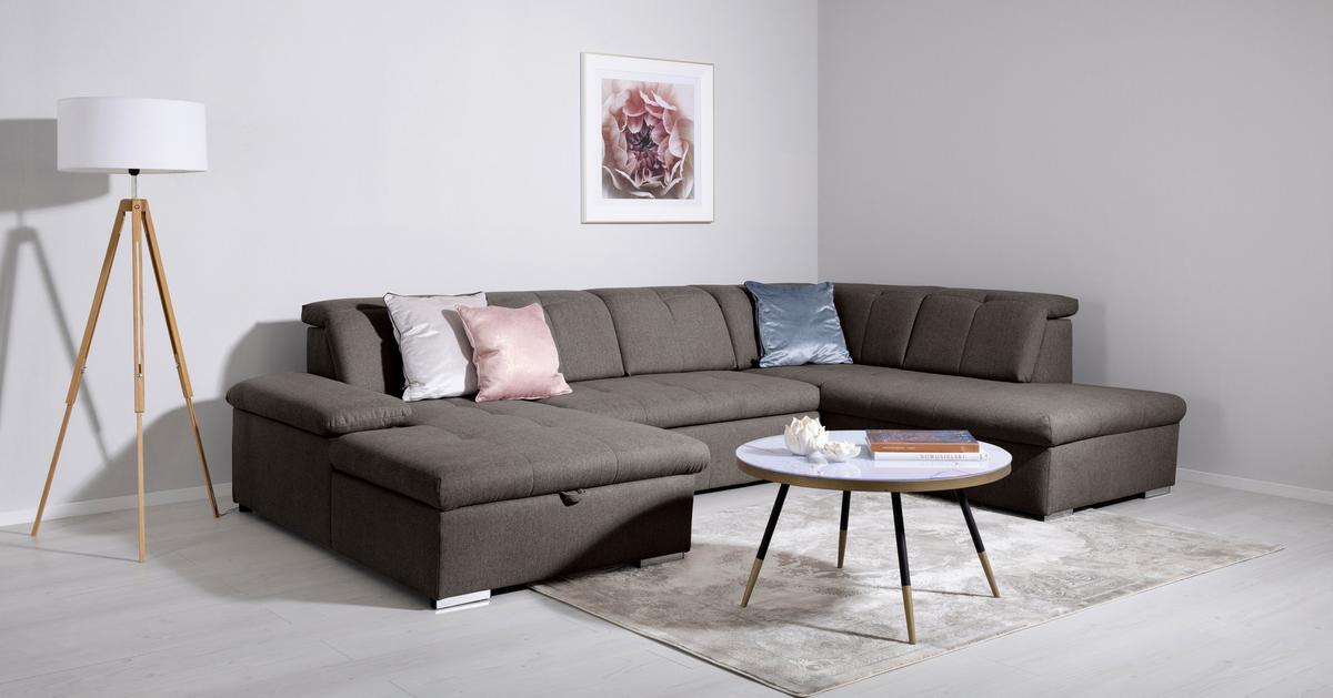 Wohnlandschaft Ramzes Grau U: 173x328x215 cm - Grau, Design, Textil (173/328/215cm) - MID.YOU