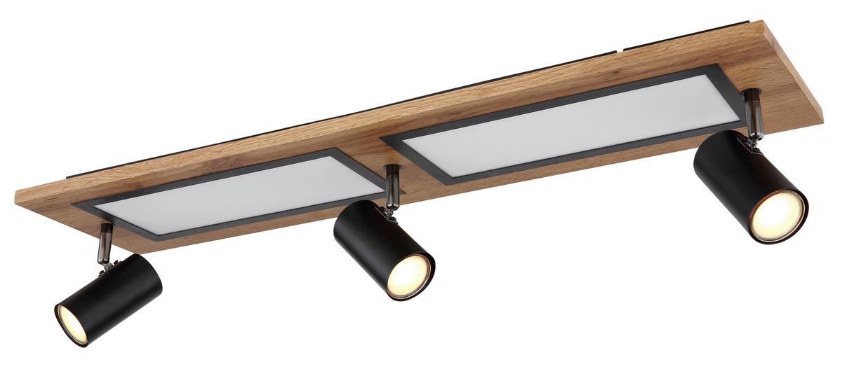Led Mennyezeti Lámpa 67306d1 - natúr színű/fekete, Design, műanyag/faalapú anyag (80/20/18cm)
