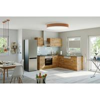 Eckküche Winkelblock Mit Geräten 210x150 Cm Eichefarben - Schieferfarben/Eiche Wotan, MODERN, Holzwerkstoff (210/210cm) - Held