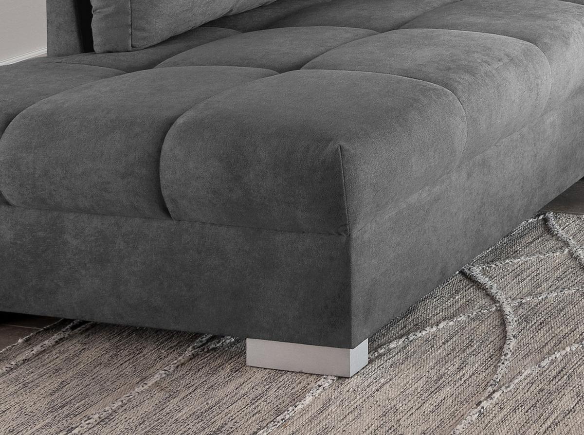 Eckschlafsofa Alvito Dunkelgrau S: 202/298 cm - Dunkelgrau/Silberfarben, Design, Textil (202/298cm) - MID.YOU