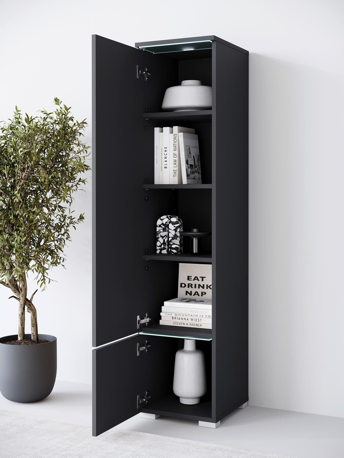 Hochschrank Vera Schwarz B: 30cm - Schwarz/Grau, Design, Holzwerkstoff (30/130/33cm) - Livetastic