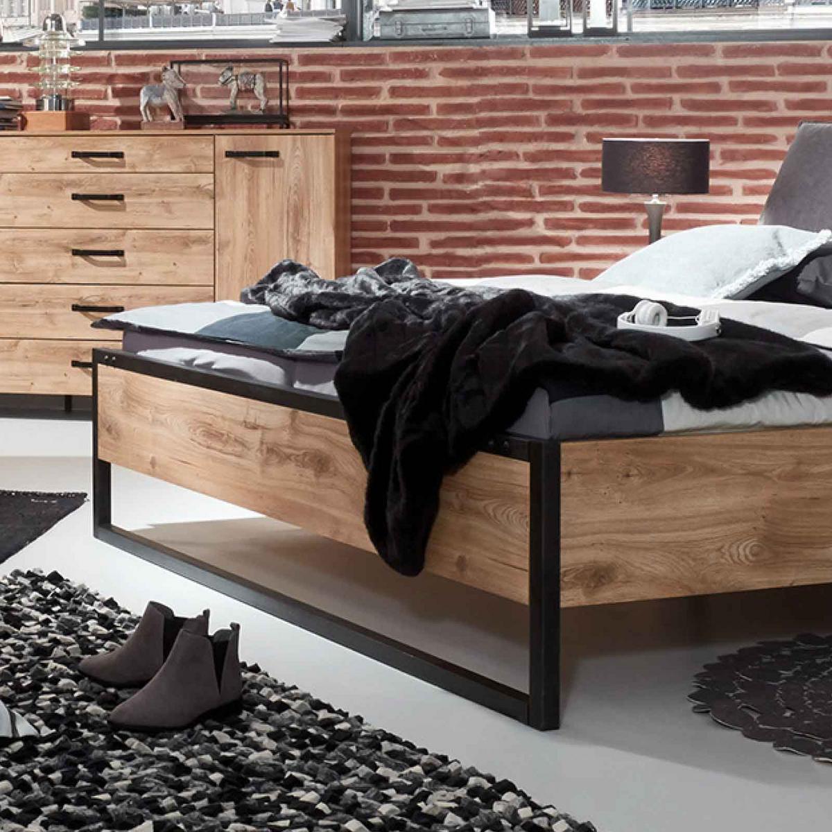 Futonbett 180x200 Detroit, Eichefarben+graphit - Eichefarben/Graphitfarben, Basics, Holzwerkstoff (180/200cm) - MID.YOU