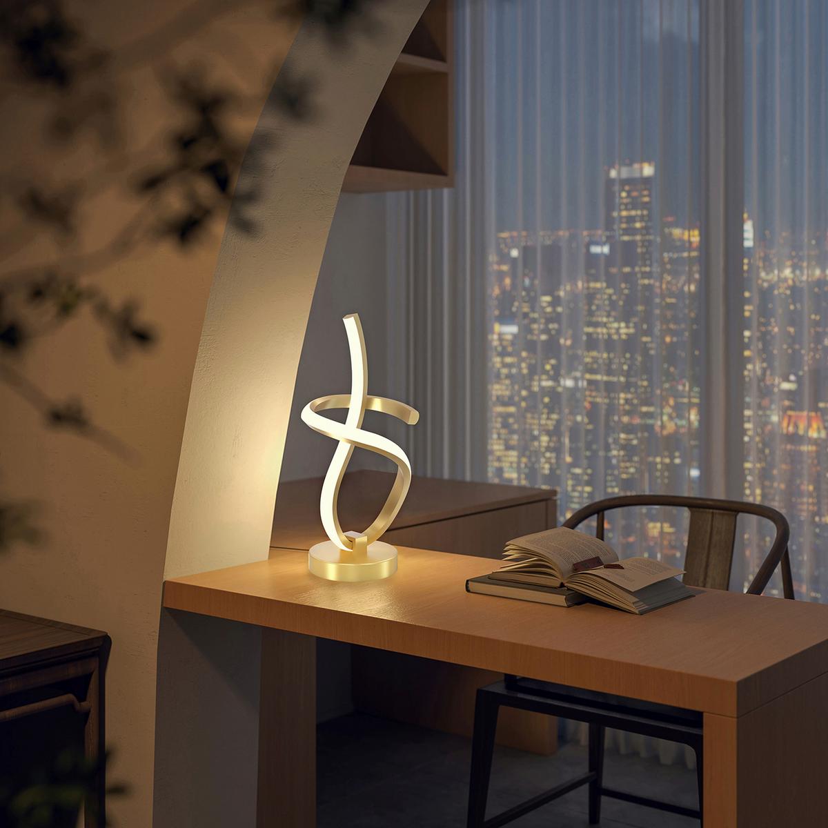 LED-Tischleuchte Kira Goldfarben D: 12,5 cm - Beige/Goldfarben, Design, Kunststoff/Metall (12,5/28cm)