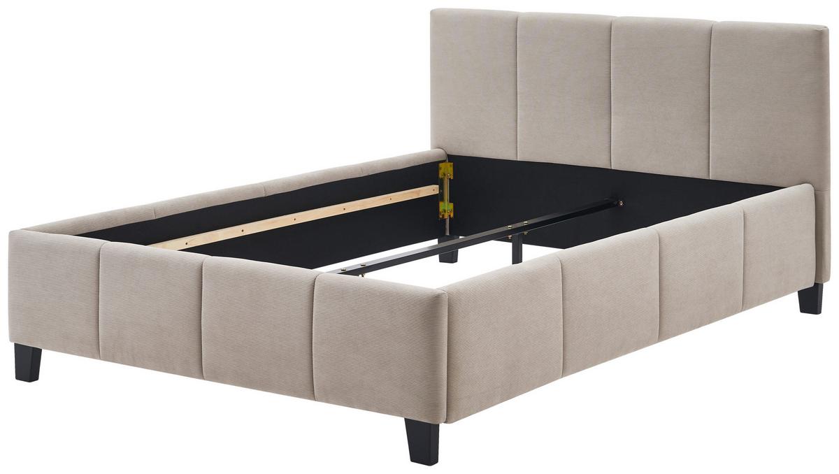 Čalouněná postel CRAZY 140x200 cm, béžová - černá/přírodní barvy, Moderní, kov/dřevo (140/200cm) - Based