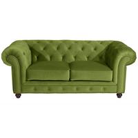 CHESTERFIELD-SOFA ORLEANS - Nussbaumfarben/Olivgrün, Design, Textil (196/77/100cm) - Max Winzer