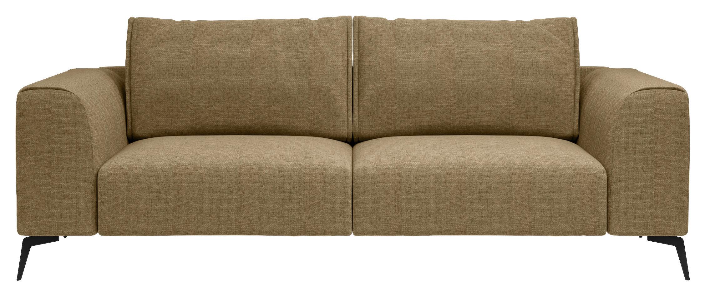 3-Sitzer-Sofa Seul Beige - Goldfarben/Schwarz, Design, Holz/Textil (246/87/88cm) - MID.YOU